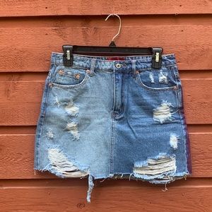 Distressed skirt with graffiti back.